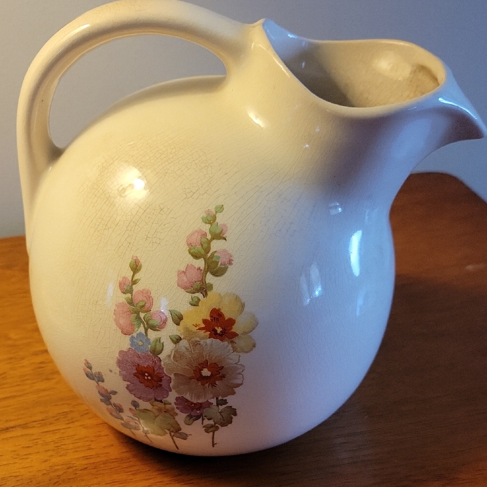 Vintage Universal Cambridge Floral Cream Ceramic Pitcher